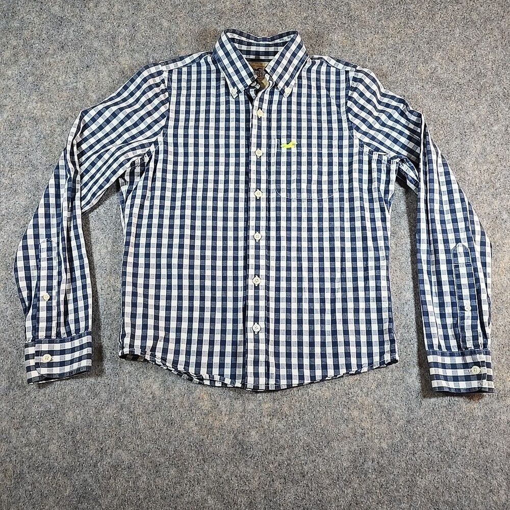 Hollister Men's Size S Long Sleeve Button Front Dress Shirt Blue White Check